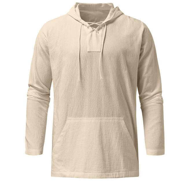 Lightweight Casual Mens Pullover - Laceup V Neck, Linen