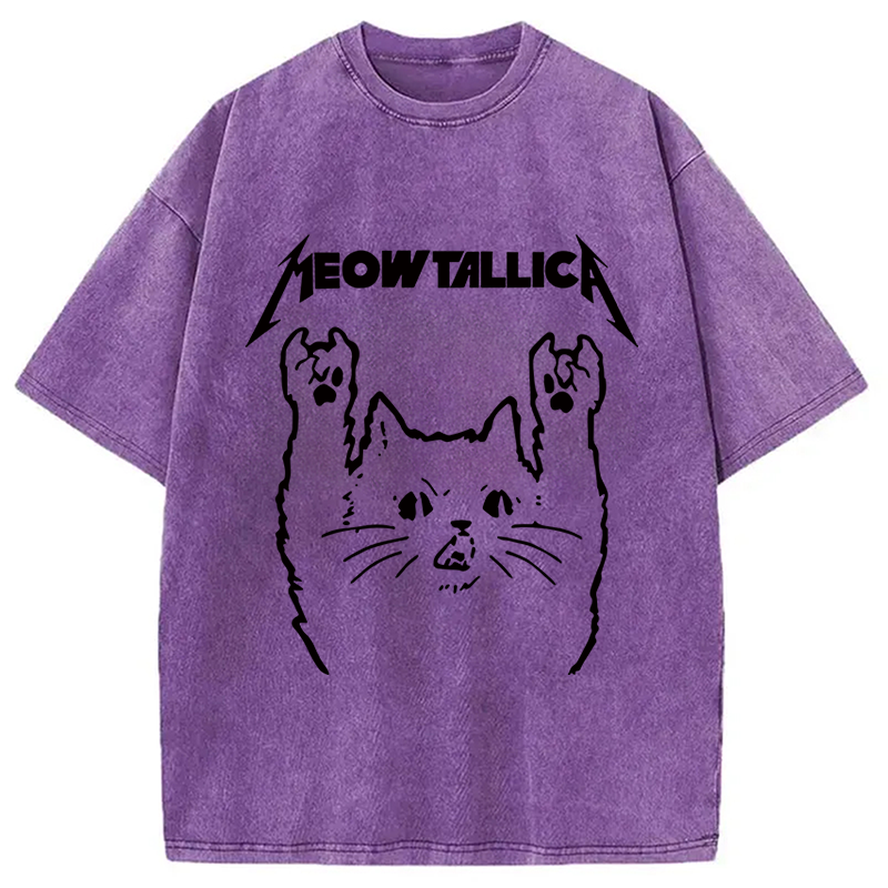 bbb Vintage Album Cat Meowtallica Japan Washed T-Shirt