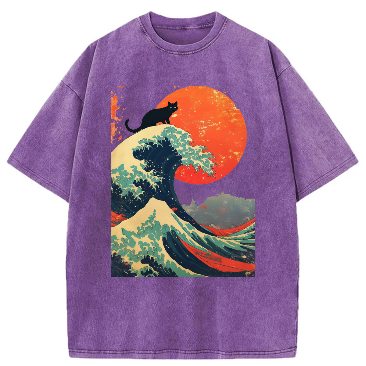 bbb Black Cat Wave Washed T-shirt