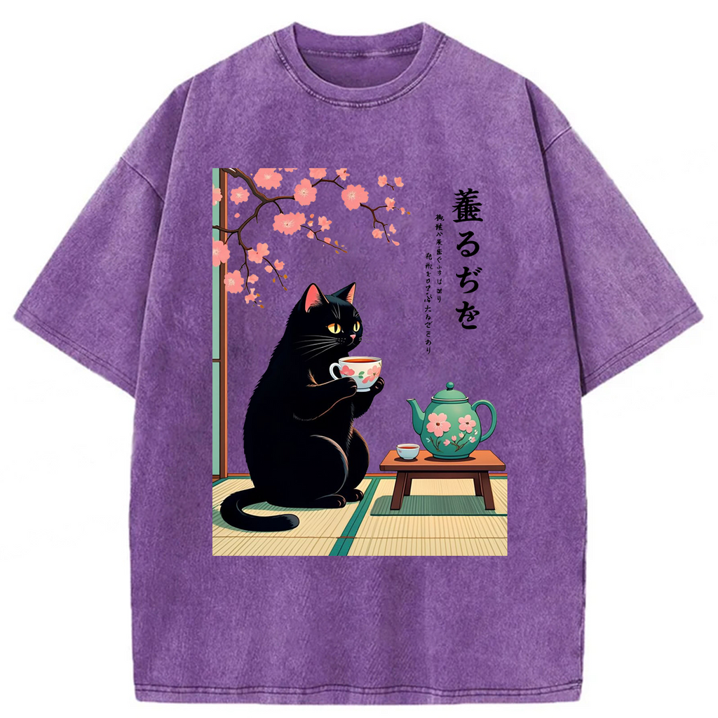 bbb Black Cat Tea Washed T-shirt