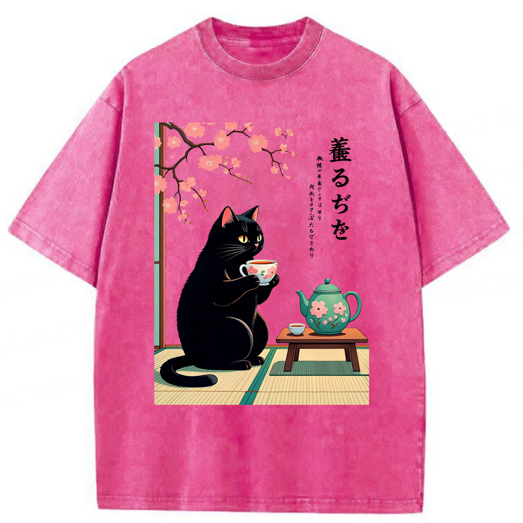 bbb Black Cat Tea Washed T-shirt