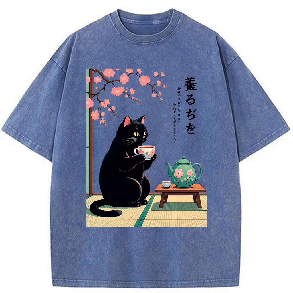 bbb Black Cat Tea Washed T-shirt