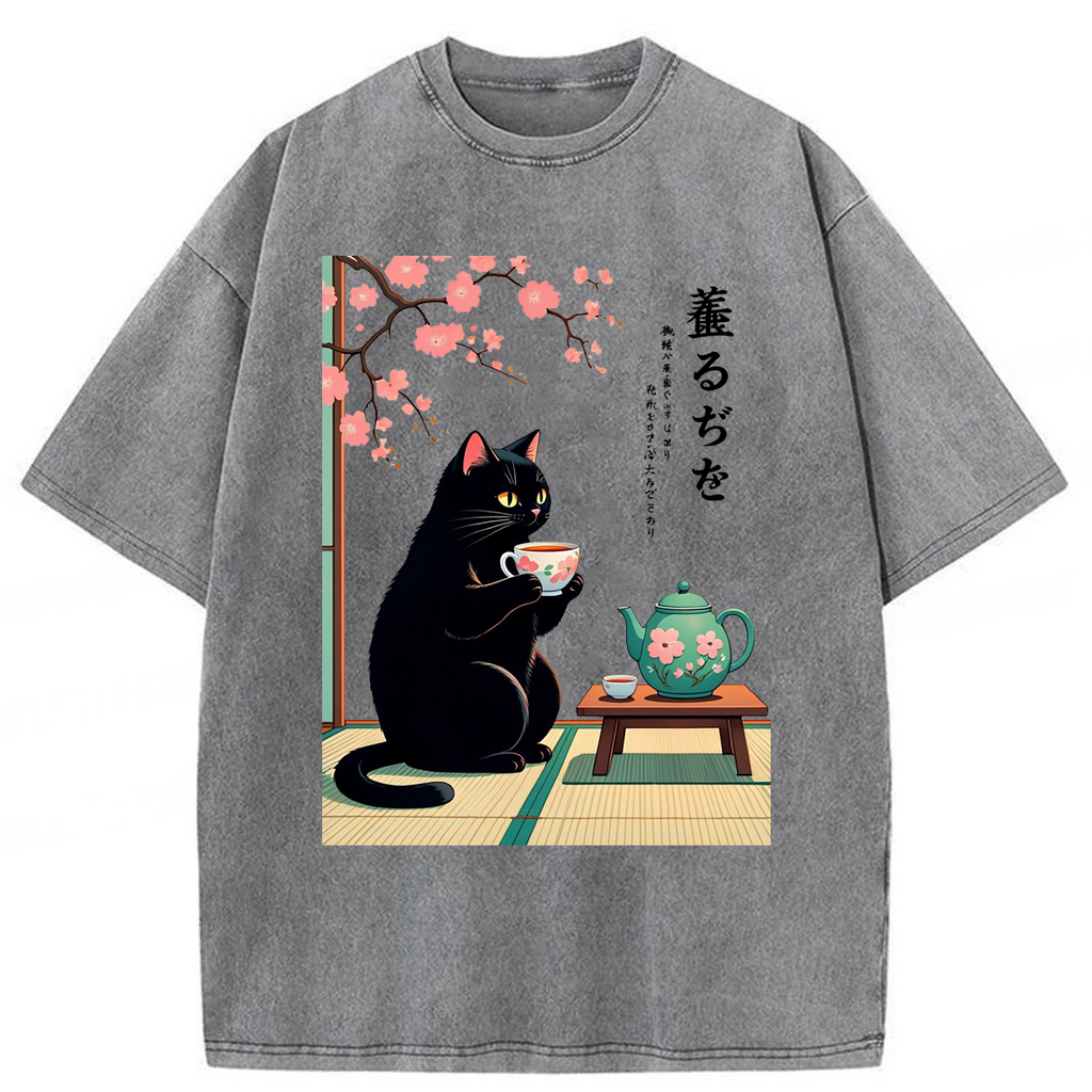 bbb Black Cat Tea Washed T-shirt