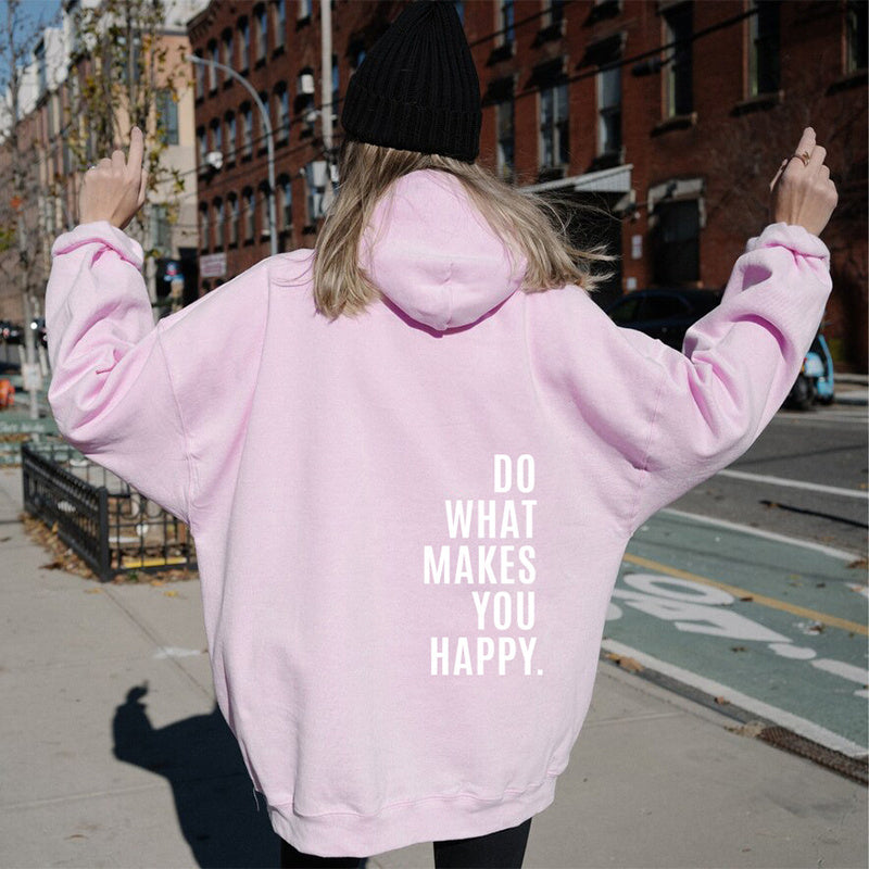 Oversized Women's Hoodie - Loose Back Print, Polyester