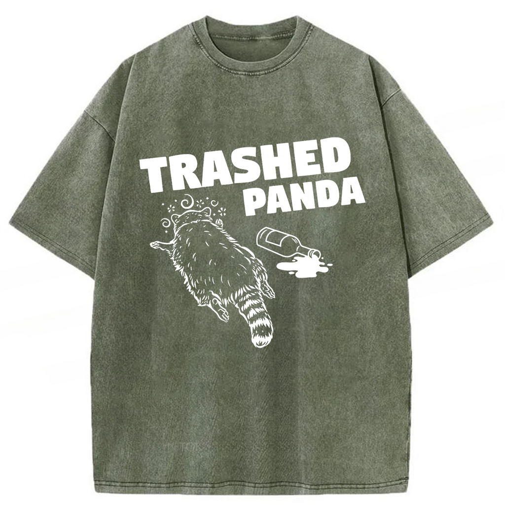 bbb Funny Trashed Panda Racoon Gets Drunk  Washed T-shirt