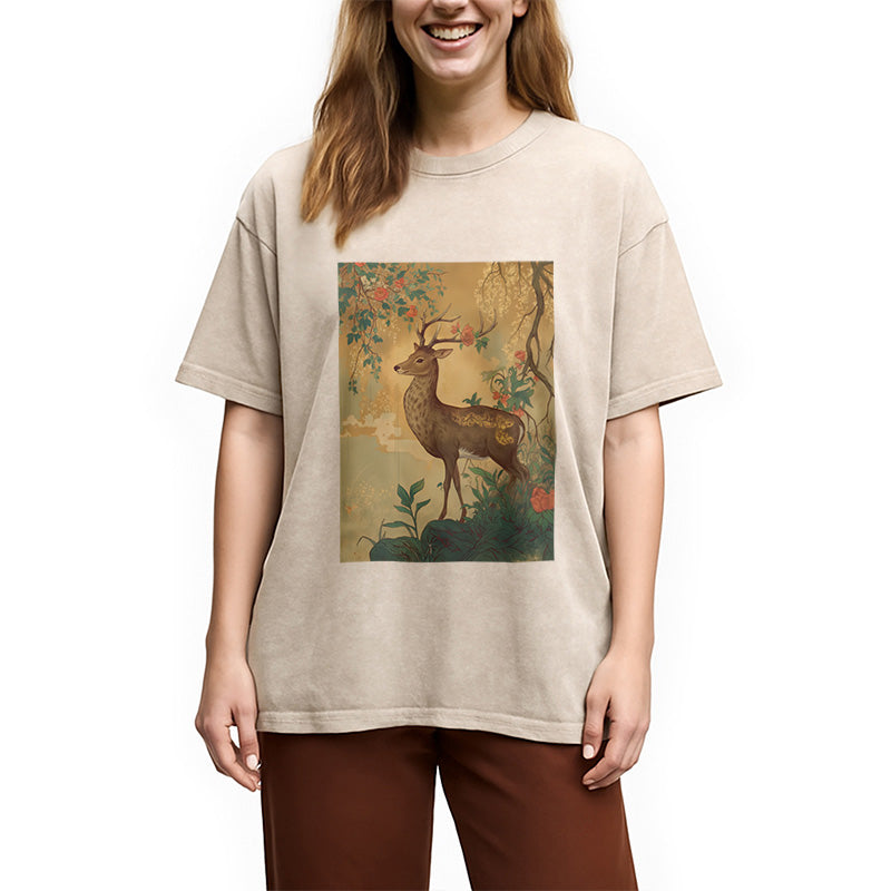 bbb Graceful Japanese Deer Washed T-Shirt