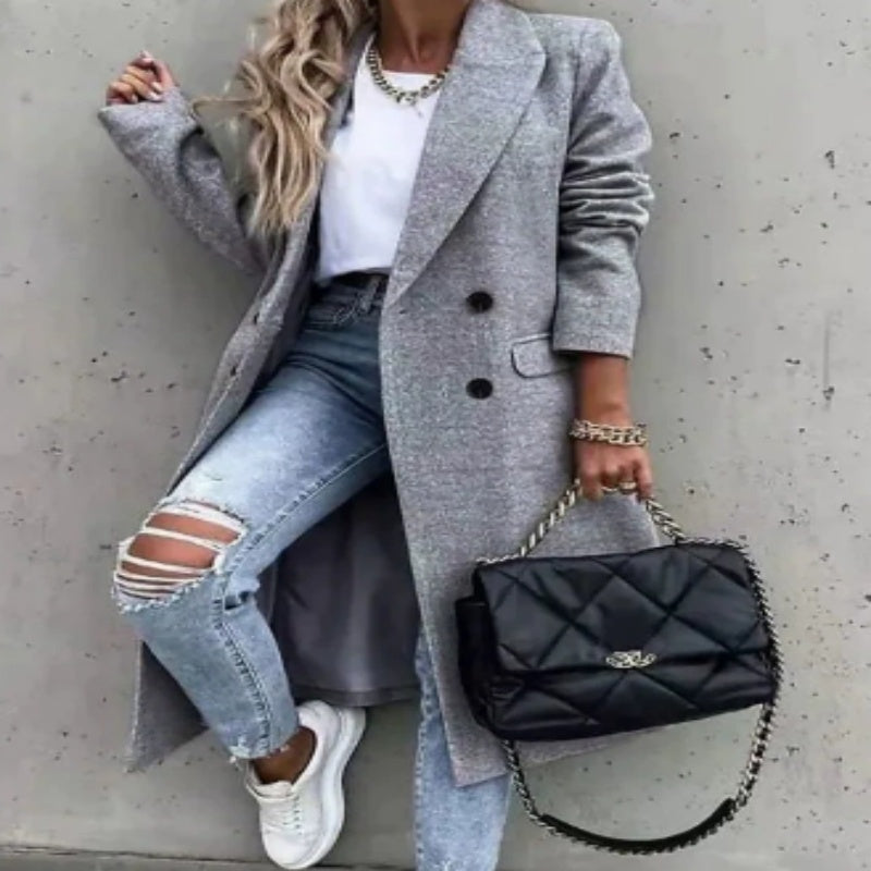 Insulating Women’s Midcoat - Double Breasted, Wool