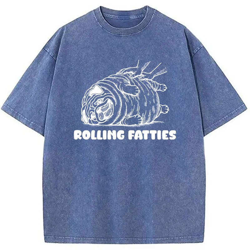 bbb Rolling Fatties Dog Funny Pug Meme Washed T-Shirt