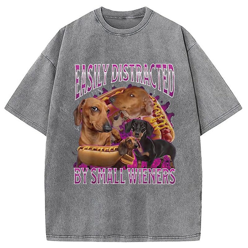 bbb Easily Distracted By Small Wieners Funny Washed T-Shirt
