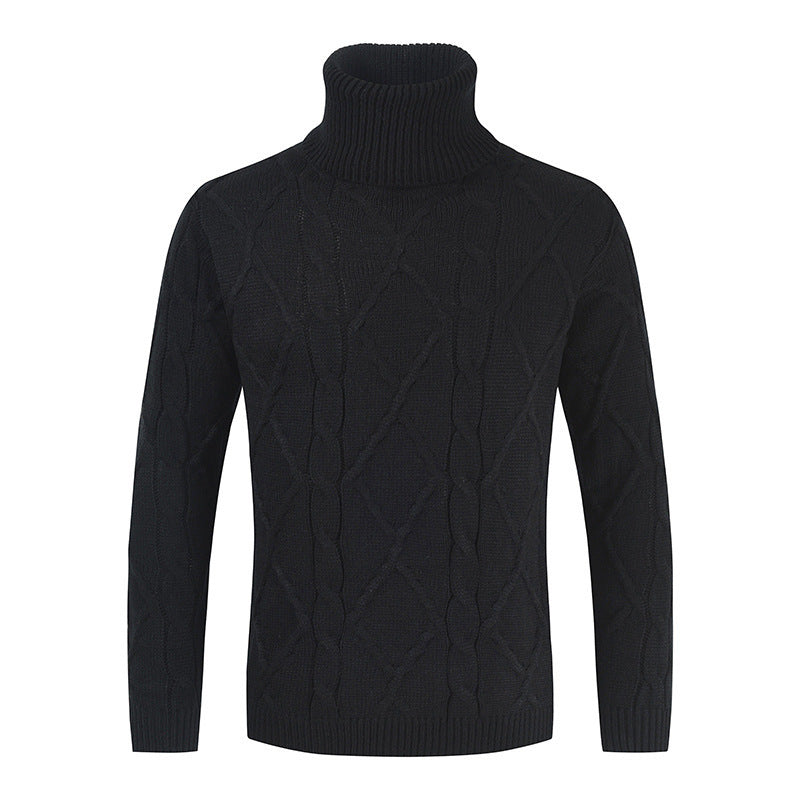Warmer, kuscheliger Herren-Rollkragenpullover – lockeres Zopfmuster