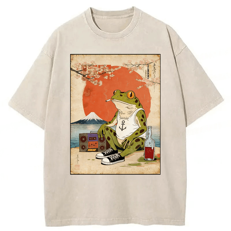 bbb Japanese Style Frog Washed T-shirt