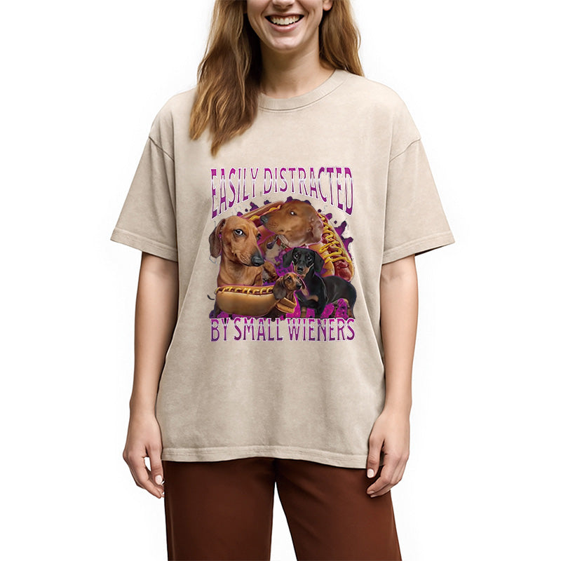 bbb Easily Distracted By Small Wieners Funny Washed T-Shirt