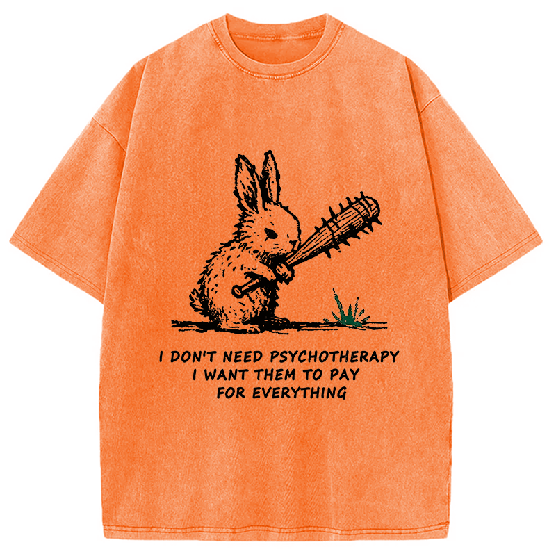 bbb Violent Rabbit Funny Washed T-Shirt