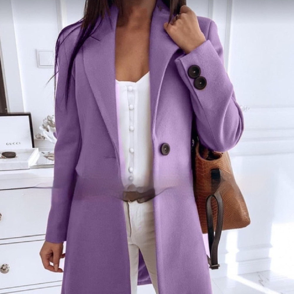 Fitted Classic Women's Wool Coat - Longline Slim Fit Woolen