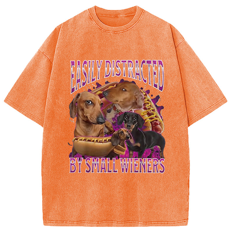 bbb Easily Distracted By Small Wieners Funny Washed T-Shirt