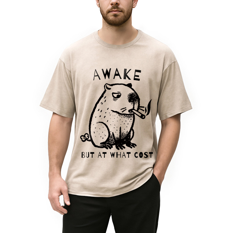 bbb Capybara Smoking Washed T-Shirt