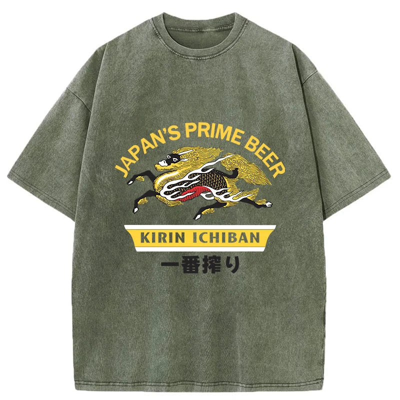 bbb Kirin Ichiban Beer Logo Japanese Washed T-Shirt