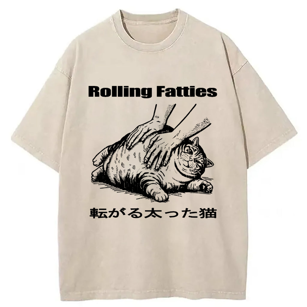 bbb Rolling Fatties Cat Washed T-Shirt