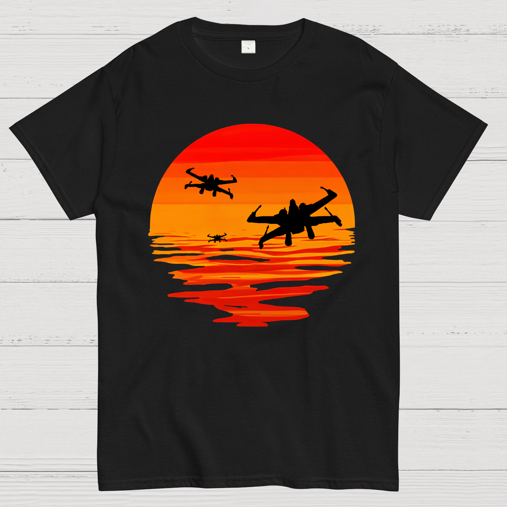 X-wing Starfighter And Sea Sunset  T-Shirt