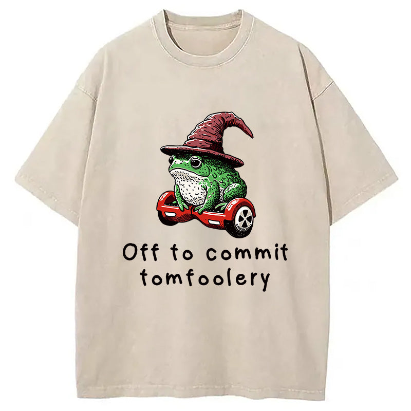 bbb Japanese Frog Riding A Balance Scooter Washed T-Shirt