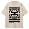 bbb Geometric Eyes Printed Washed T-Shirt