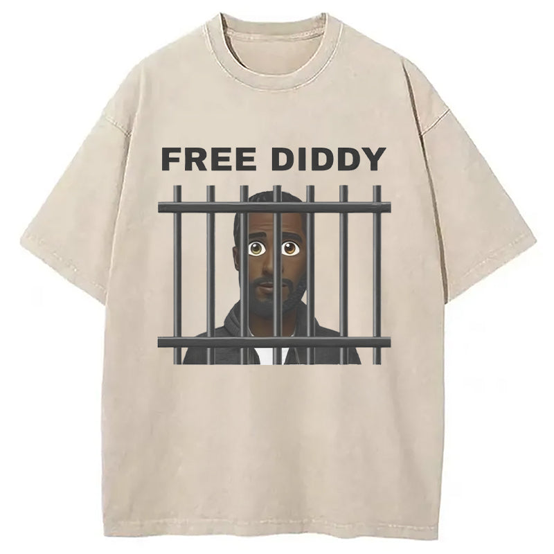 bbb Original Free Diddy Funny Meme Washed T-Shirt
