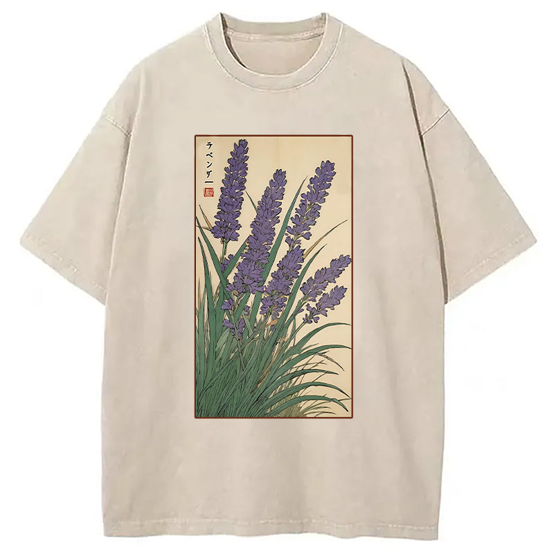 bbb Lavender Ukiyo-e Japanese Washed T-Shirt
