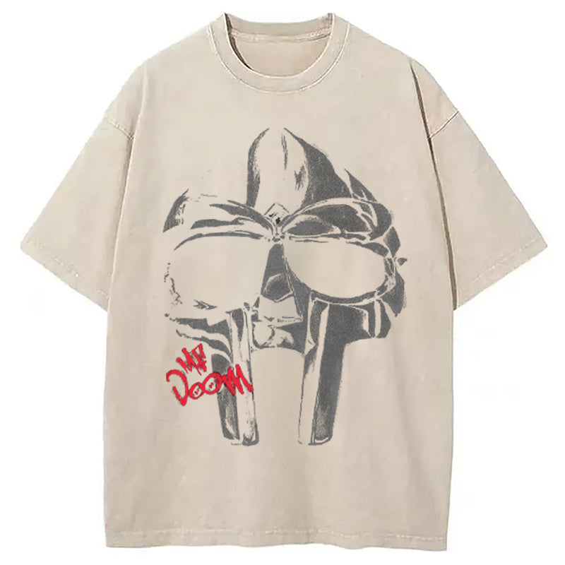 bbb Mf DOOM Halftone Illustration Washed T-Shirt