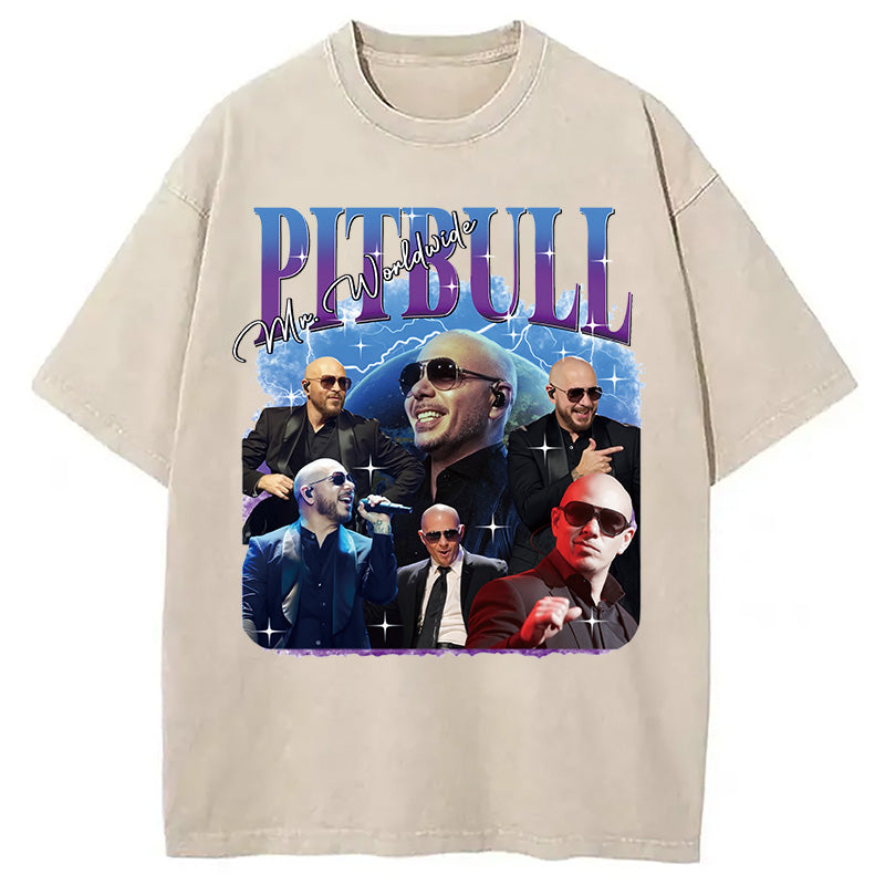 bbb Pitbull Mr.Worlwide Retro Washed T-Shirt