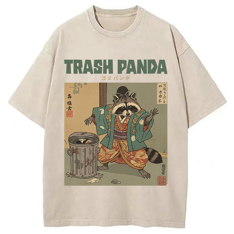 bbb Trash Panda Traditional Japanese Meme Washed T-Shirt