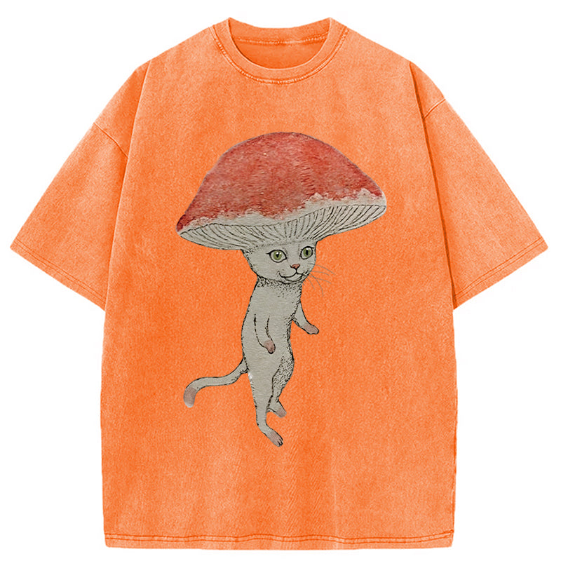 bbb Magic Mushroom Cat Washed T-Shirt
