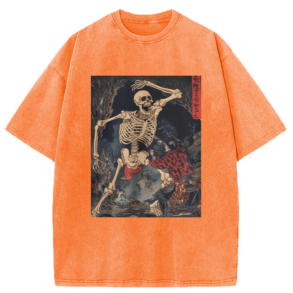 bbb Japanese Horror Skeleton Washed T-Shirt