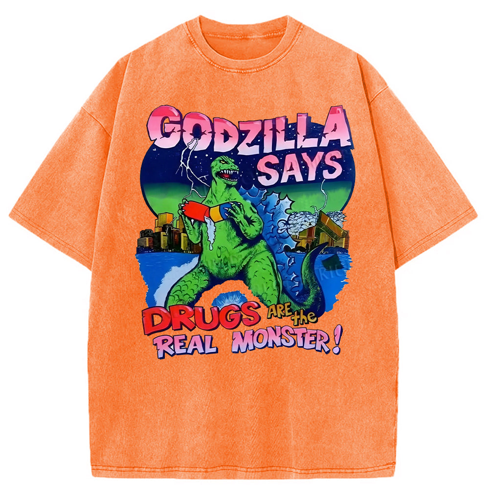 bbb Godzilla Says Washed T-Shirt