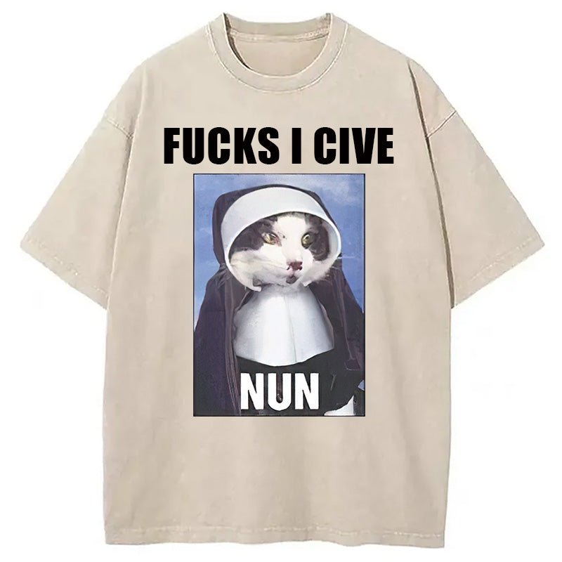 bbb F*cks I give Nun Cat Washed T-Shirt