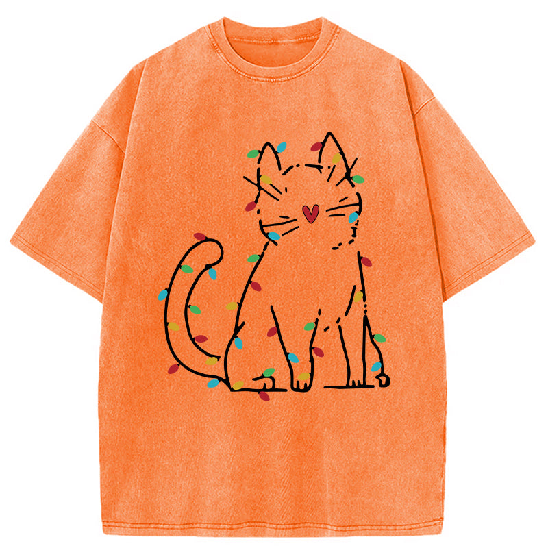 bbb Japan Christmas Lights Cat Washed T-Shirt