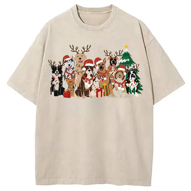 bbb Christmas Dogs Washed T-Shirt