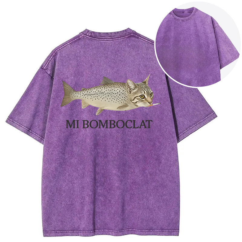 bbb Bomboclat Fish Cat Meme Back Washed T-Shirt
