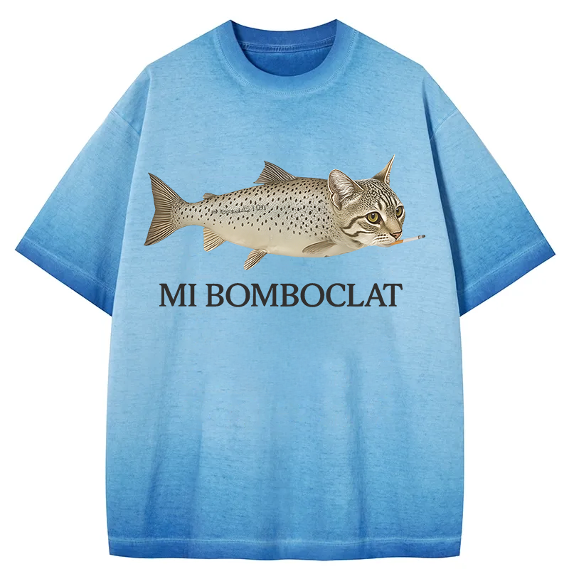 bbb Bomboclat Fish Cat Meme Gradient Washed T-Shirt