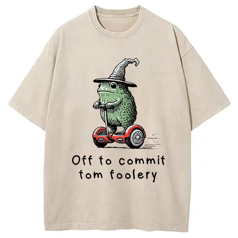 bbb Frog Riding A Balance Scooter Washed T-Shirt