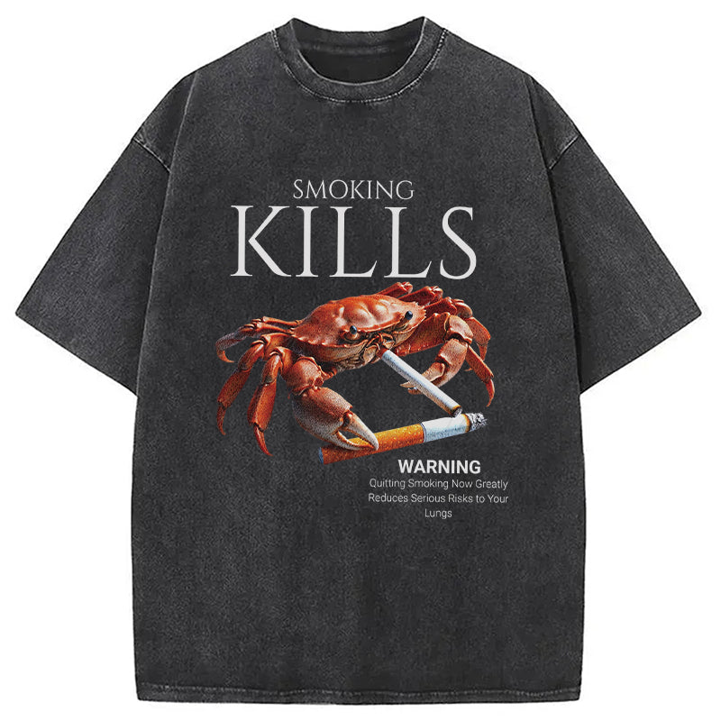 bbb Smoking Kills Crab Washed T-Shirt