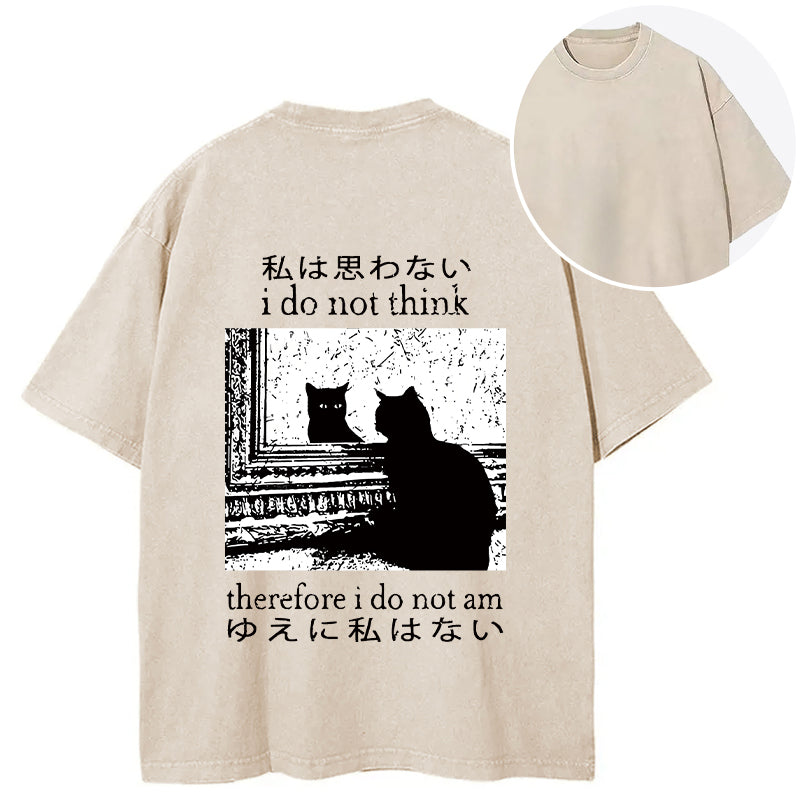 bbb Thinking Cat Back Washed T-Shirt
