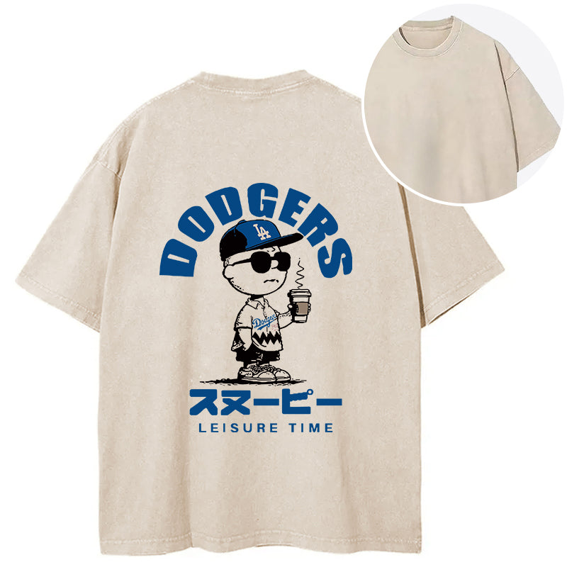 bbb Dodger Snoopy Vintage Japanese Back Washed T-Shirt