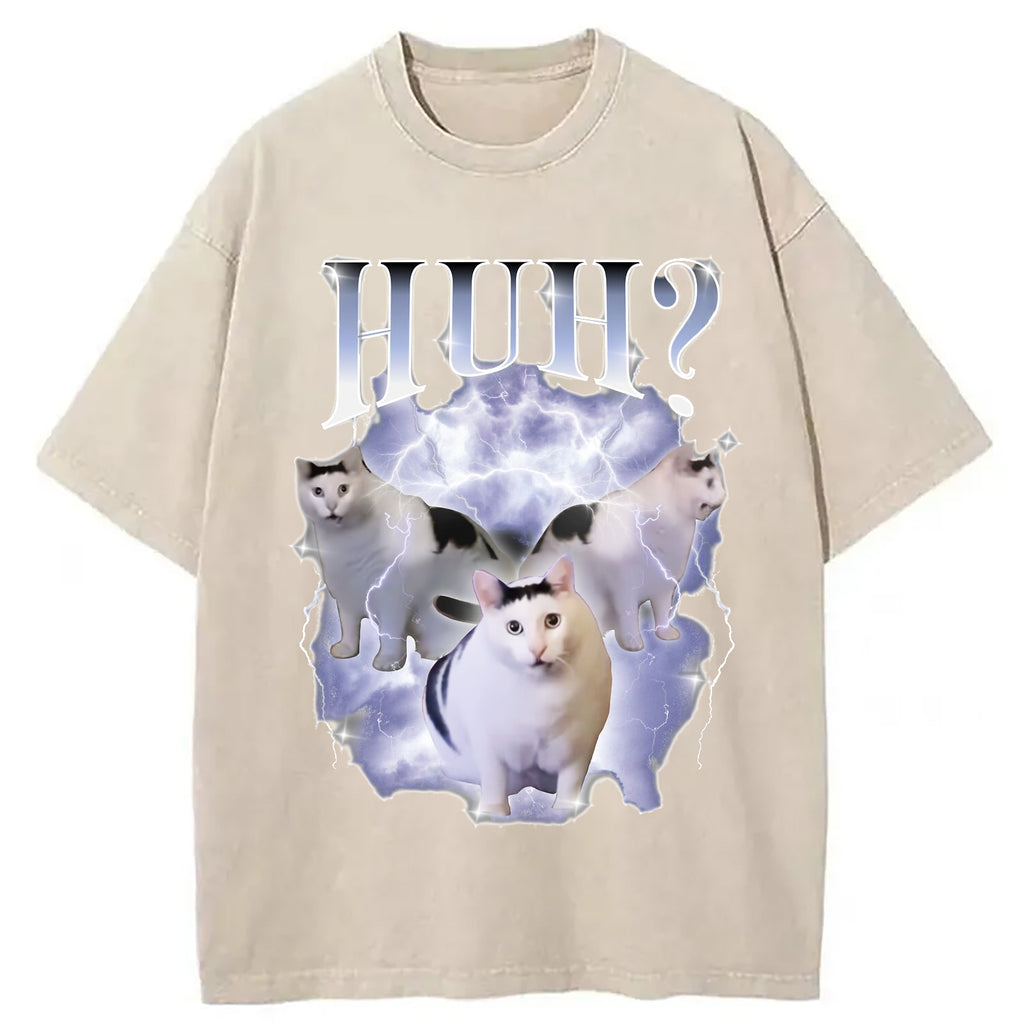 bbb Huh Cat Chonky Ben Meme Washed T-Shirt