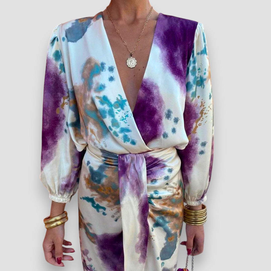 Elegant Purple V-Neck Women's Dress, Figure-Hugging Formal Cocktail Dress for Special Occasions