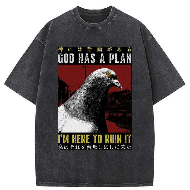 bbb Pigeons That Want To Break The Plan Washed T-Shirt