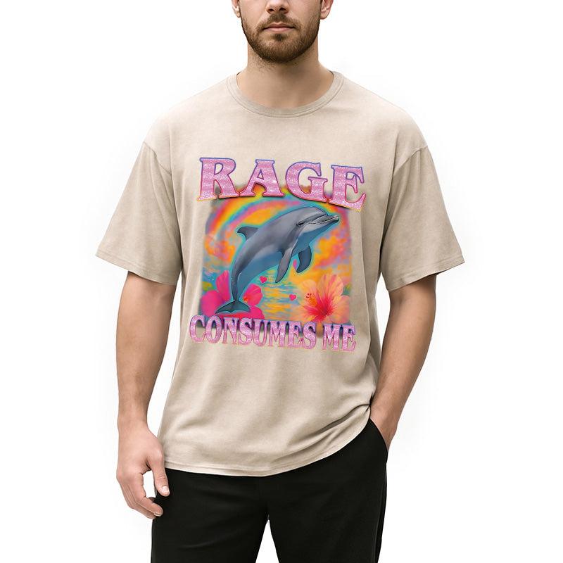 bbb Rage Consumes Me Dolphin Meme Washed T-Shirt
