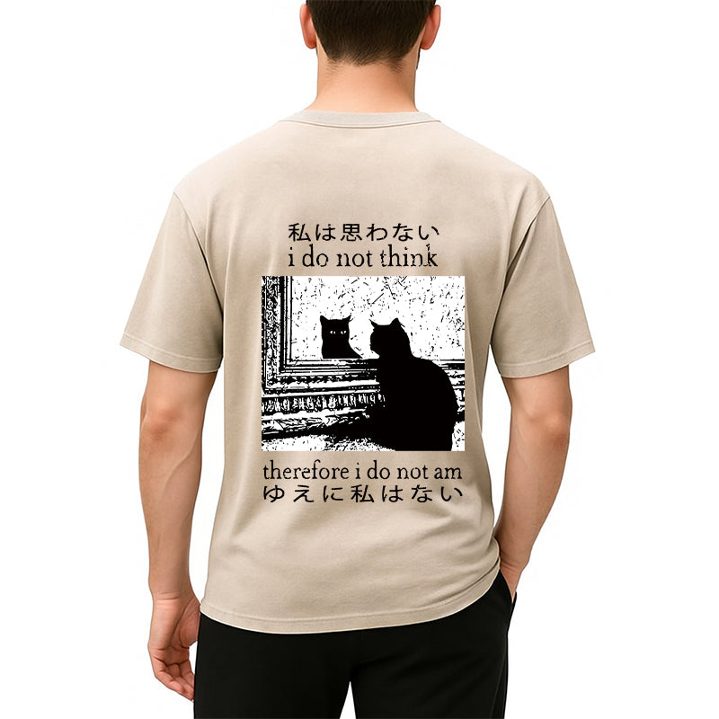 bbb Thinking Cat Back Washed T-Shirt