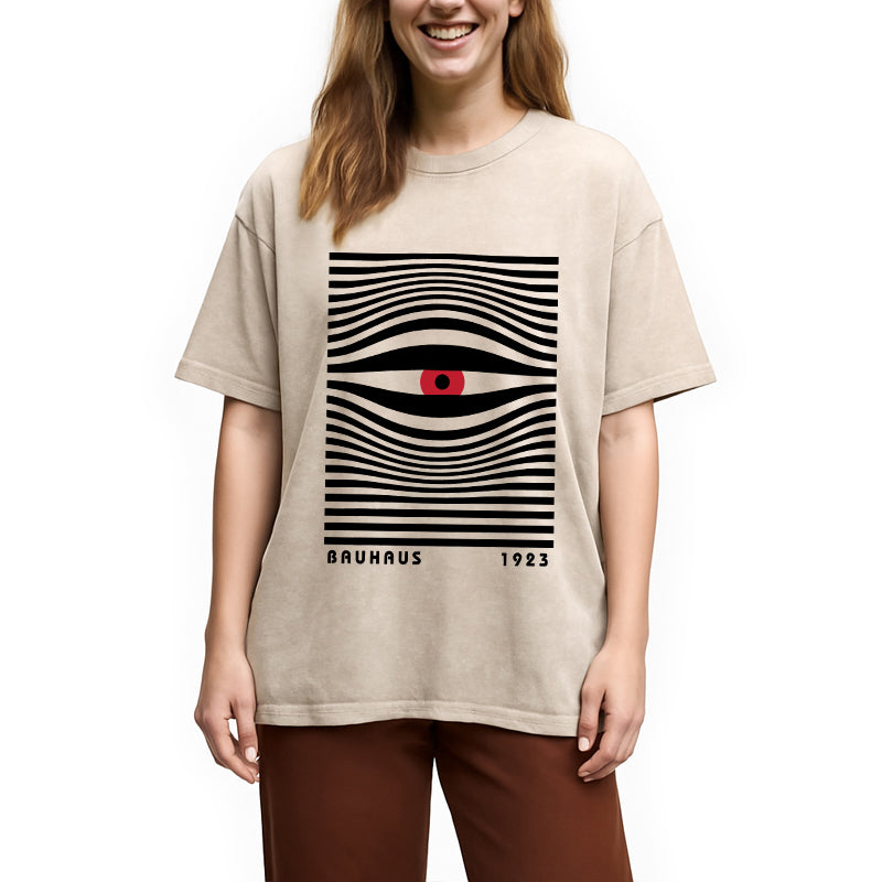 bbb Geometric Eyes Printed Washed T-Shirt
