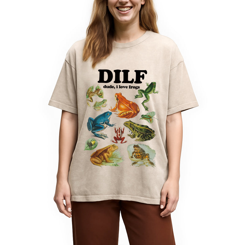 bbb Dude I Love Frog Washed T-Shirt