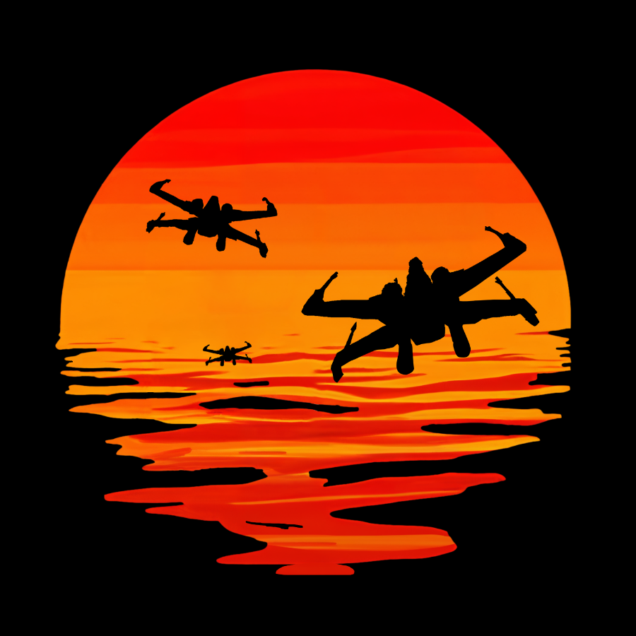 X-wing Starfighter And Sea Sunset  T-Shirt